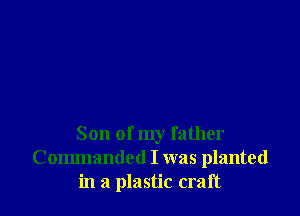 Son of my father
Commanded I was planted
in a plastic craft