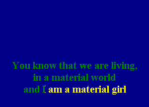 You knowr that we are living,
in a material world
and I am a material girl