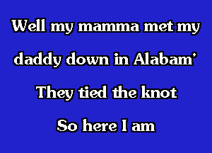Well my mamma met my
daddy down in Alabam'
They tied the knot

So here I am