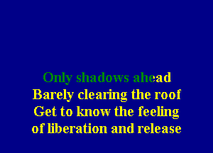 Only shadows ahead
Barely clearing the roof

Get to know the feeling
of liberation and release