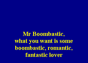 Mr Boombastic,
what you want is some
boombastic, romantic,

fantastic lover I