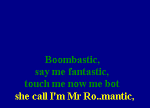 Boombastic,
say me fantastic,
touch me nonr me hot

she call I'm Mr Ro..mantic,