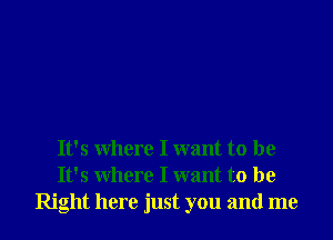 It's where I want to be
It's where I want to be
Right here just you and me