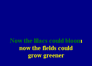 N ow the lilacs could bloom
now the fields could
grow greener