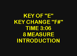 KEYOFE'
KEY CHANGE Fit

TIME 3i06
8 MEASURE
INTRODUCTION