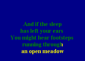 And if the sleep
has left your ears
You might hear footsteps
running through
an open meadow