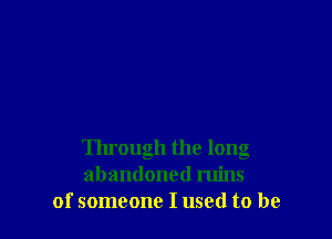 Through the long
abandoned ruins
of someone I used to be