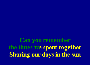Can you remember
the times we spent together
Sharing our days in the sun