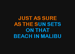 JUST AS SURE
AS THE SUN SETS

ON THAT
BEACH IN MALIBU