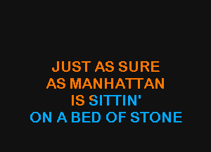 JUST AS SURE

AS MANHATTAN
IS Sl'lTlN'
ON A BED OF STONE
