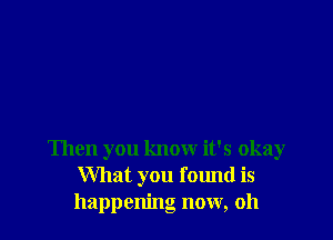 Then you know it's okay
What you found is
happening now, 011