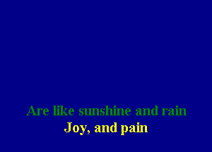 Are like sunshine and rain
J 0y, and pain