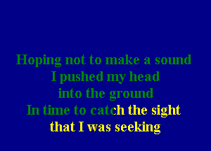 Hoping not to make a sound
I pushed my head
into the ground

In time to catch the sight
that I was seeking