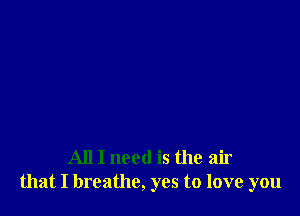 All I need is the air
that I breathe, yes to love you