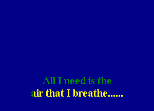 All I need is the
air that I breathe ......