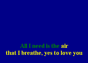 All I need is the air
that I breathe, yes to love you