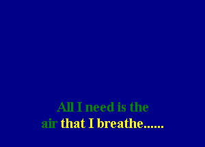 All I need is the
air that I breathe ......