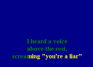 Iheard a voice
above the rest,
screaming you're a liar