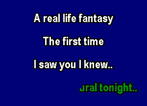 A real life fantasy

The first time

I saw you I knew..