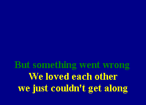 But something went wrong
W e loved each other
we just couldn't get along