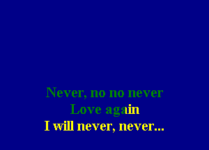 N ever, no no never
Love again
I will never, never...