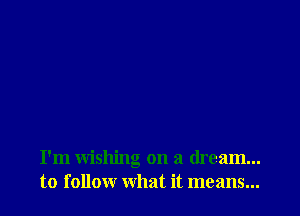 I'm wishing on a dream...
to follow what it means...