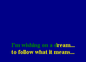 I'm wishing on a dream...
to follow what it means...