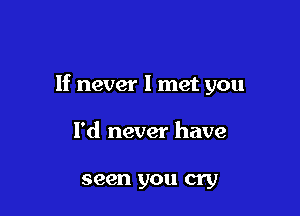 If never 1 met you

I'd never have

seen you cry