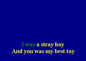 I was a stray boy
And you was my best toy