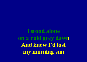 I stood alone

on a cold grey dawn
And knew I'd lost
my morning sun