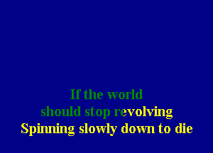 If the world
should stop revolving
Spinning slowly down to die