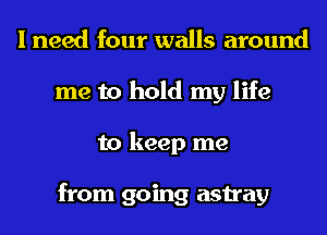 I need four walls around
me to hold my life
to keep me

from going astray