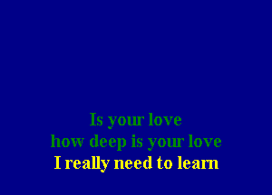 Is your love
how deep is your love
I really need to learn