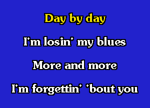 Day by day
Fm losin' my blues

More and more

I'm forgettin' 'bout you