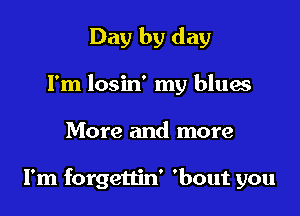 Day by day
Fm losin' my blues

More and more

I'm forgettin' 'bout you