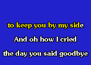 to keep you by my side
And oh how I cried

the day you said goodbye