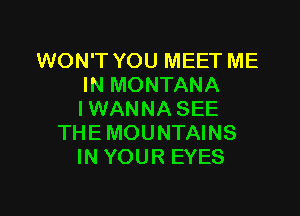 WON'T YOU MEET ME
IN MONTANA

I WANNA SEE
THE MOUNTAINS
IN YOUR EYES