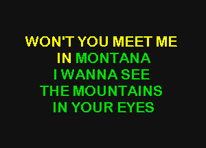 WON'T YOU MEET ME
IN MONTANA

I WANNA SEE
THE MOUNTAINS
IN YOUR EYES