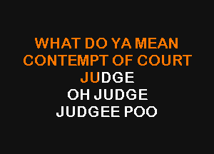 WHAT DO YA MEAN
CONTEMFTOFCOURT

JUDGE
OHJUDGE
JUDGEE POO