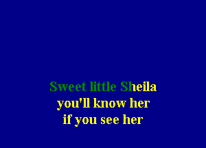 Sweet little Sheila
you'll know her
if you see her