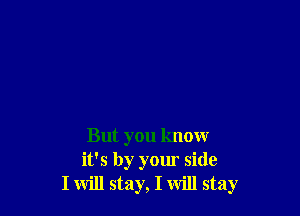 But you know
it's by your side
I will stay, I will stay