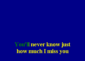 You'll never know just
how much I miss you