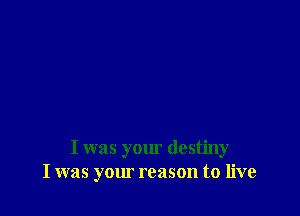 I was your destiny
I was your reason to live