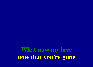What now my love
now that you're gone