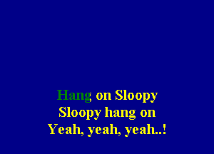 Hang on Sloopy
Sloopy hang on
Yeah, yeah, yeah..!