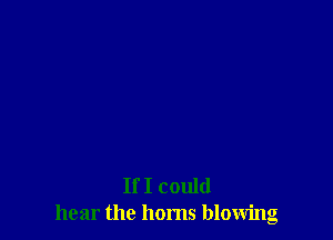 If I could
hear the horns blowing