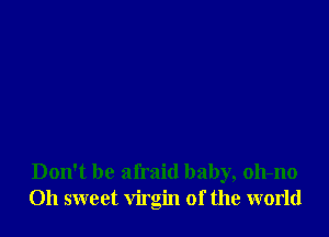 Don't be afraid baby, oh-no
Oh sweet virgin of the world