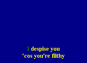I despise you
'cos you're filthy