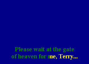 Please wait at the gate
of heaven for me, Terry...