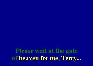 Please wait at the gate
of heaven for me, Terry...